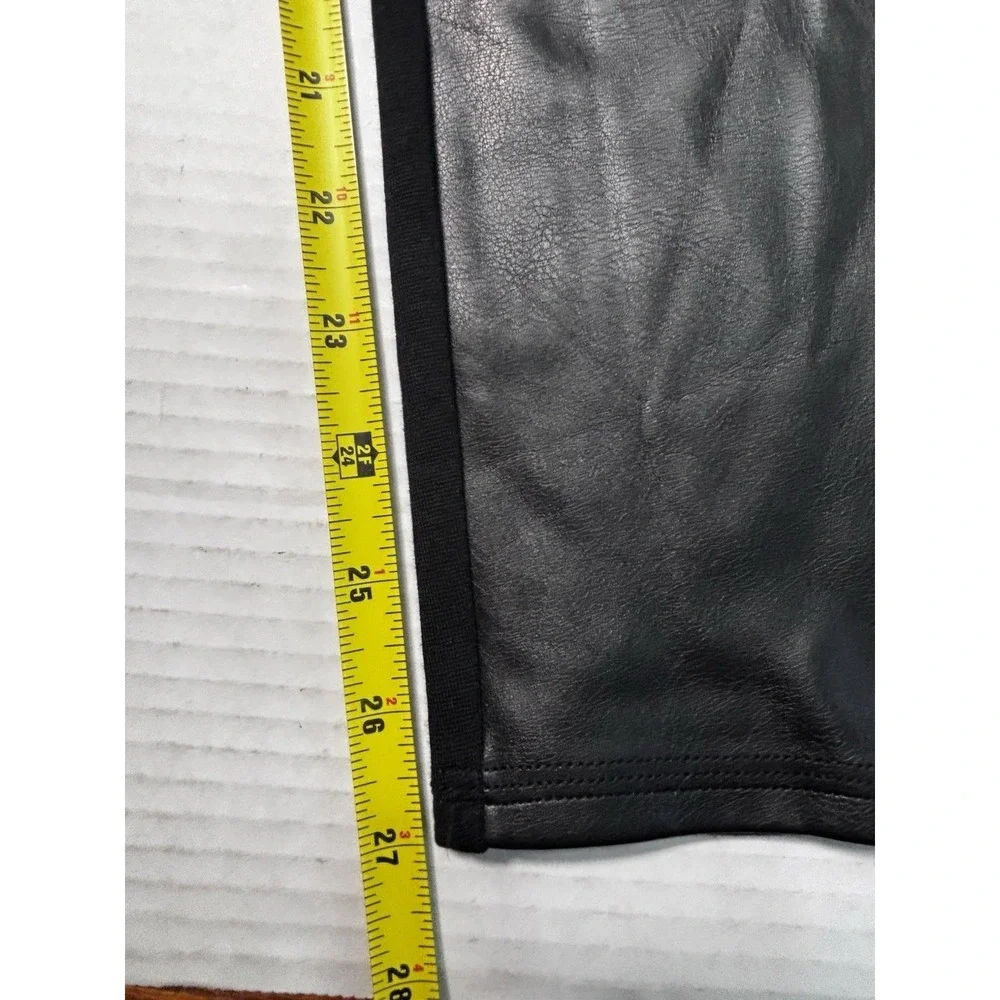 Spanx Faux Leather Moto Leggings Womens XL Black Pull On Shaping